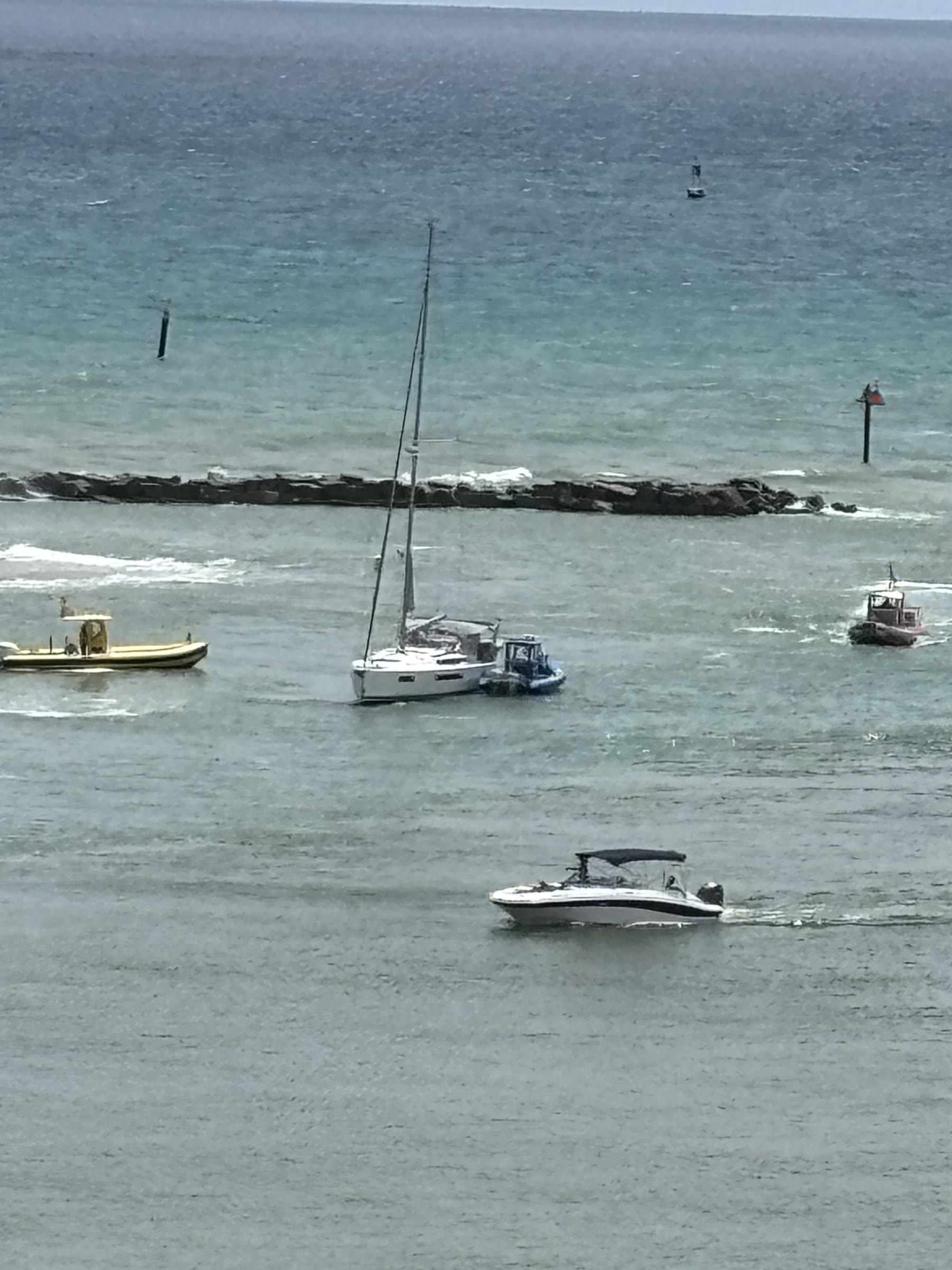 Response boats arrive